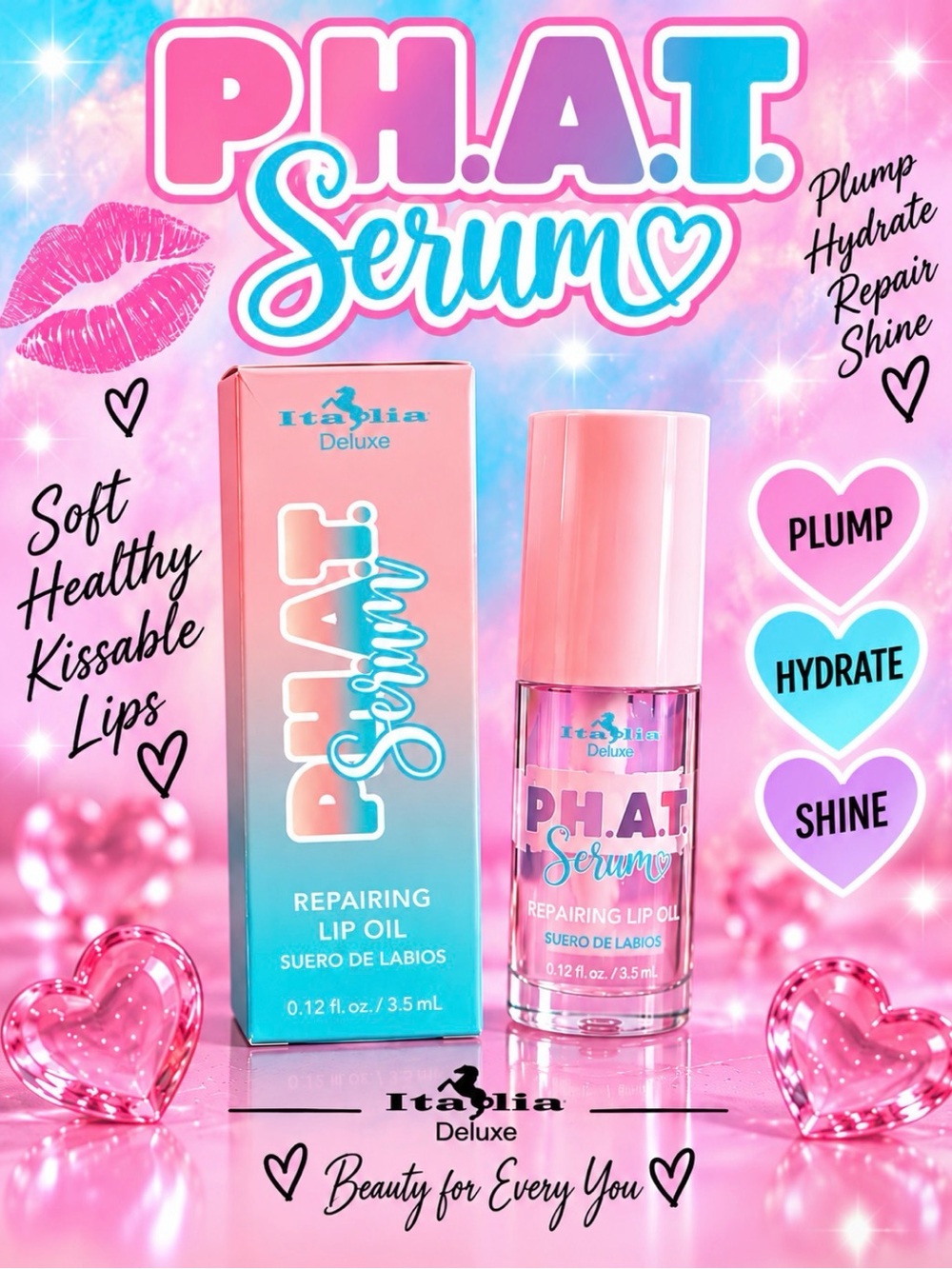 P.H.A.T. Serum Repairing Lip Oil – Pink Hydrating Gloss